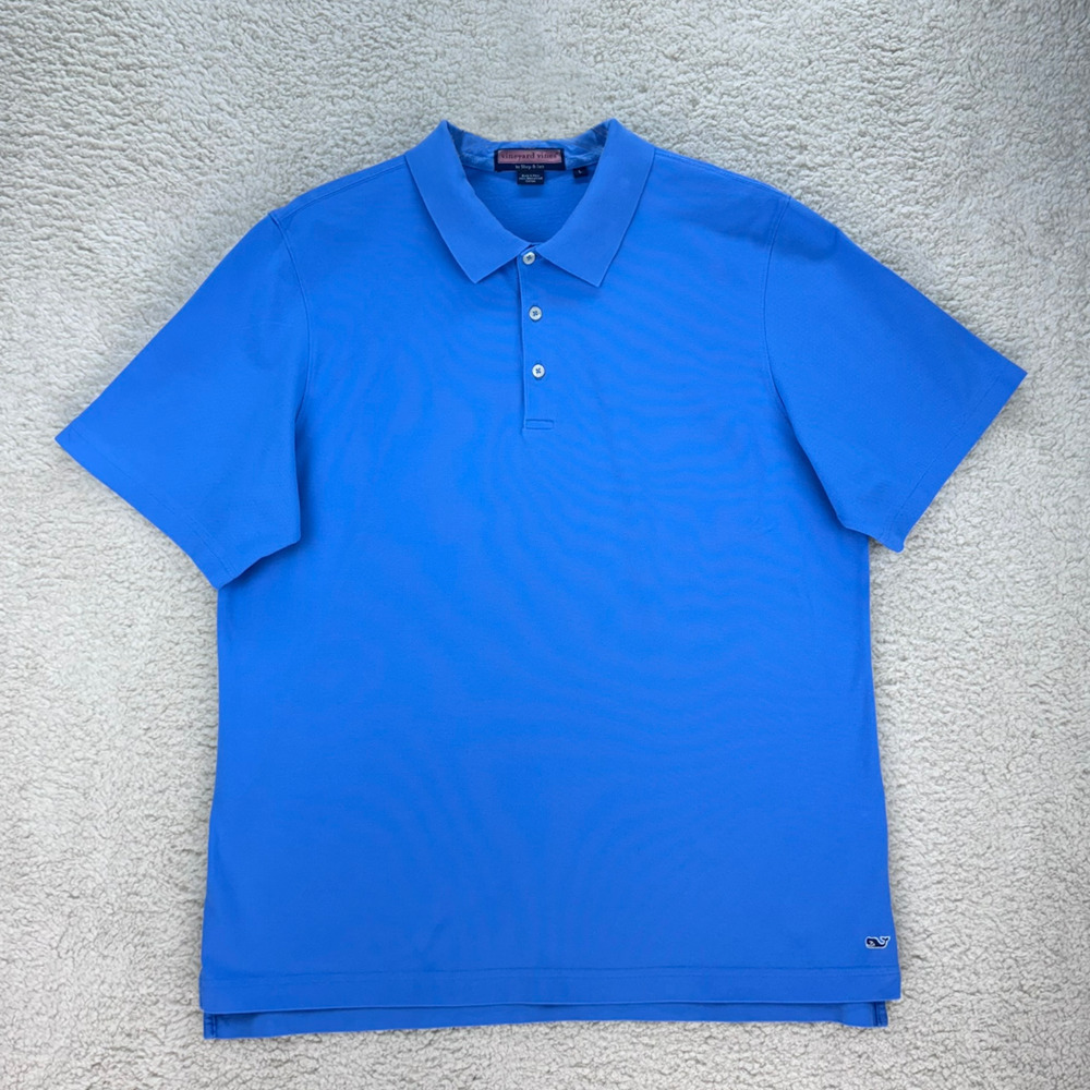 Vineyard Vines Polo Shirt Men's L Navy Blue Mercerized Cotton Short Sleeve